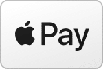 Apple Pay logo with a black Apple icon followed by the word "Pay" in bold black text on a light gray background.